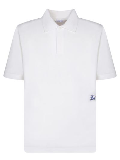 Shop Burberry Knight White Polo Shirt