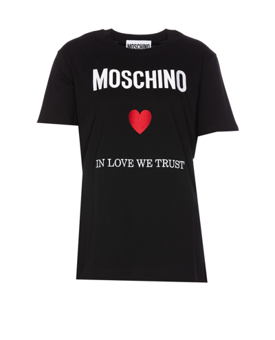 Shop Moschino Love We Trust T-shirt In Black