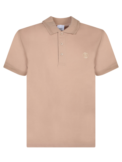 Shop Burberry Eddie Tb Beige Polo Shirt In Brown
