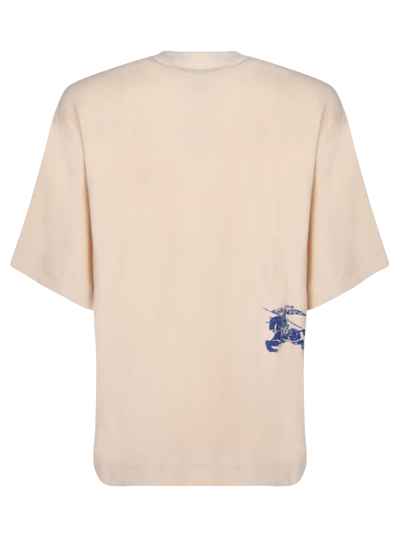 Shop Burberry Short Sleeves Beige T-shirt In White