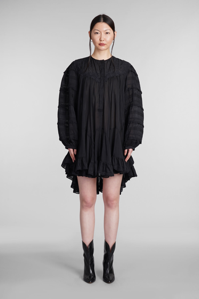 Shop Isabel Marant Gyliane Dress In Black Cotton