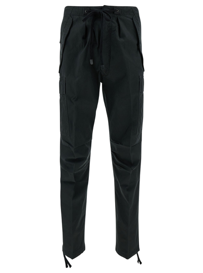 Shop Tom Ford Black Cargo Pants With Drawstring In Cotton Man