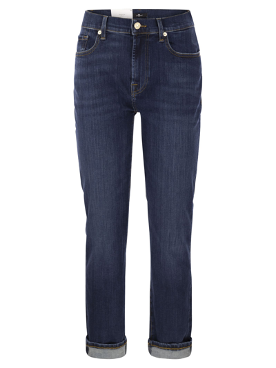 Shop 7 For All Mankind Boyfriend Relaxed Skinny Jeans In Dark Denim