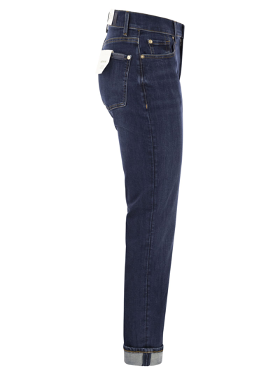7 For All Mankind Relaxed Skinny Mid-rise Boyfriend Jeans For Women In Dark Denim In Dark Denim