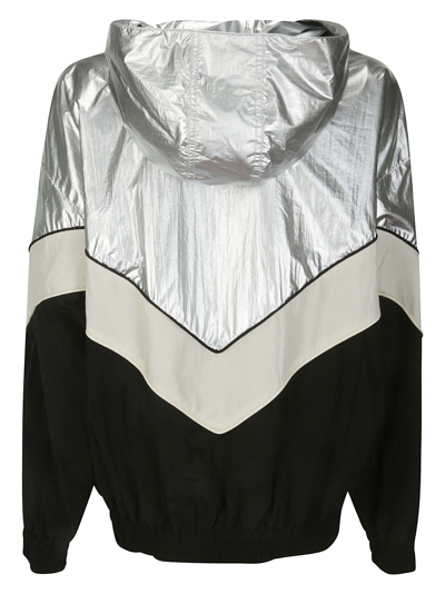 Shop Golden Goose Star Ws Patchwork Windbreaker Technical Contrast In Silver/dark Papyrus/black