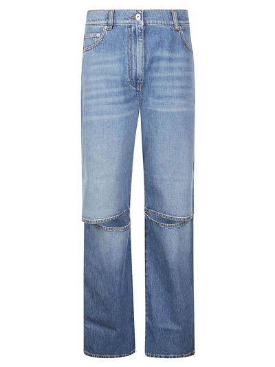 Shop Jw Anderson Cut Out Knee Bootcut Jeans In Light Blue