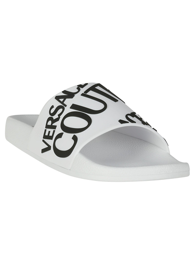 Shop Versace Jeans Couture Fondo Slide Dis. Sq1 Shoes In White