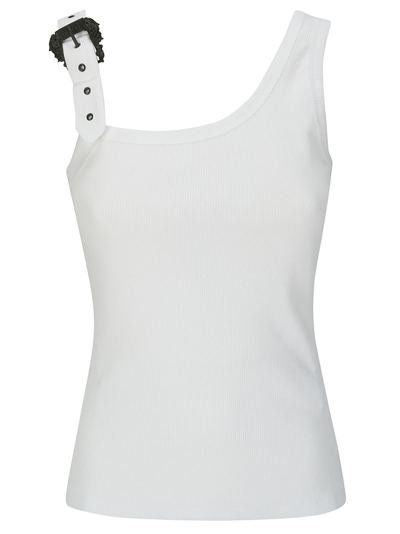 Shop Versace Jeans Couture 76dp625 S Buckle Top In White