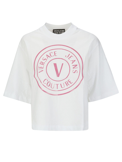 Shop Versace Jeans Couture 76dp604 R Vembl Gummy Glitter T-shirt In White