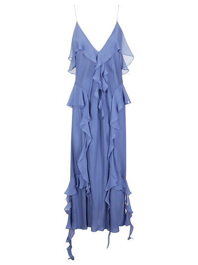 Shop Khaite Pim Dress In Blue Iris
