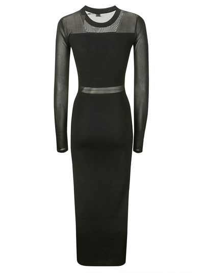 Shop Totême Semi-sheer Knitted Cocktail Dress In Black