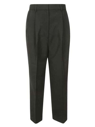Shop Totême Double-pleated Cropped Trousers In Black