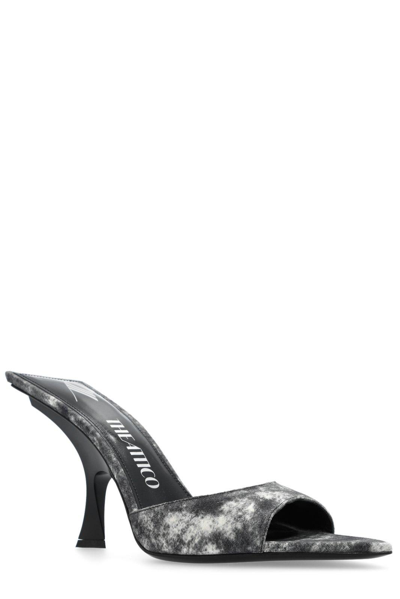Attico 100mm Bleached-effect Pointed-toe Mules In Black/white