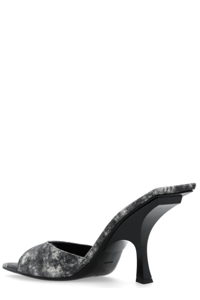 Attico 100mm Bleached-effect Pointed-toe Mules In Black/white