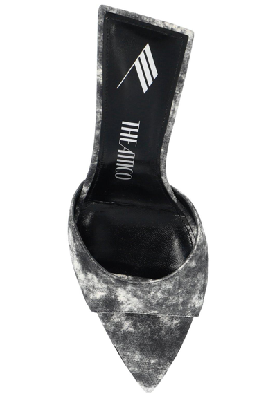 Attico 100mm Bleached-effect Pointed-toe Mules In Black/white