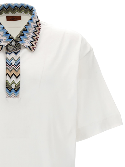 Shop Missoni Zigzag Collar Polo Shirt In White
