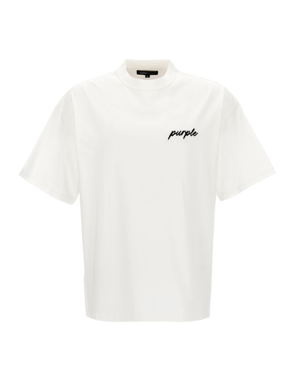 Shop Purple Brand Logo Embroidery T-shirt In White