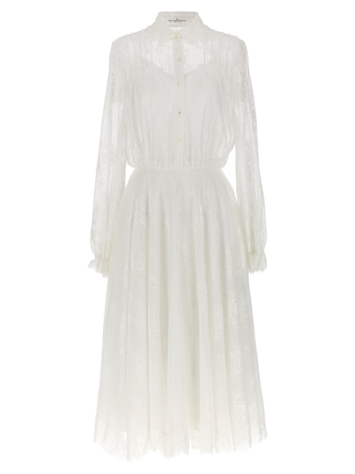 Shop Ermanno Scervino Lace Long Dress In White