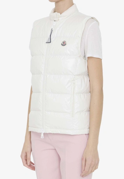 Shop Moncler Alcibia Logo-patched Down Vest In White