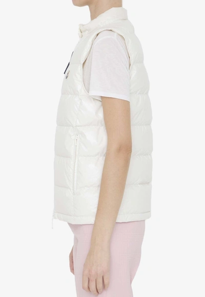 Shop Moncler Alcibia Logo-patched Down Vest In White