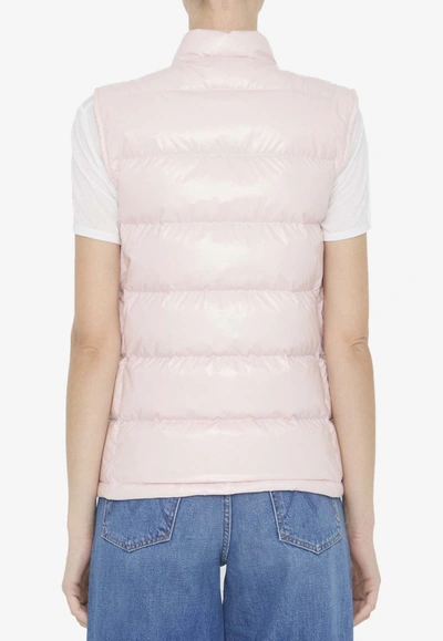 Shop Moncler Alcibia Logo-patched Down Vest In Pink