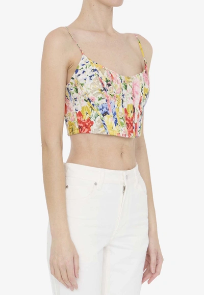 Shop Zimmermann Alight Floral-print Corset Top In White