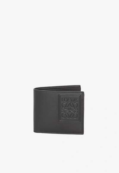 Shop Loewe Anagram Bi-fold Leather Wallet In Black