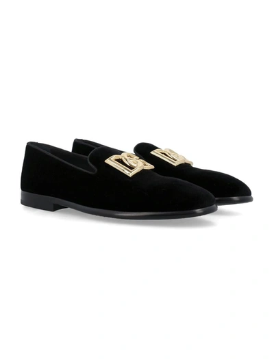 Shop Dolce & Gabbana Slippers With Dg Logo In Black