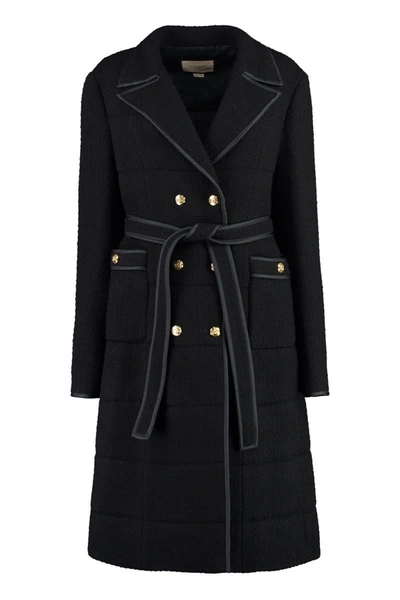 Shop Gucci Double-breasted Wool Coat In Black