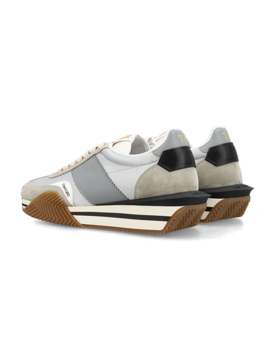 Shop Tom Ford James Sneakers In Silver+cream