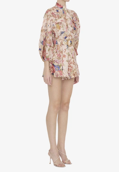 Shop Zimmermann August Floral-print Playsuit In White