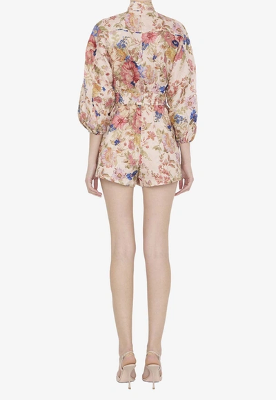 Shop Zimmermann August Floral-print Playsuit In White