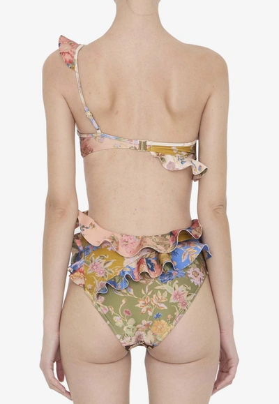 Shop Zimmermann August Patchwork One-piece Swimsuit In Multicolor