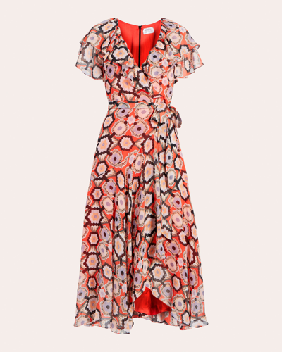 Shop Temperley London Women's Crochet Print Wrap Dress Viscose In Multicolor