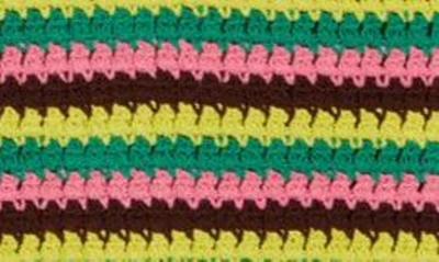 Shop Frame Stripe Crochet Halter Minidress In Hot Pink Multi