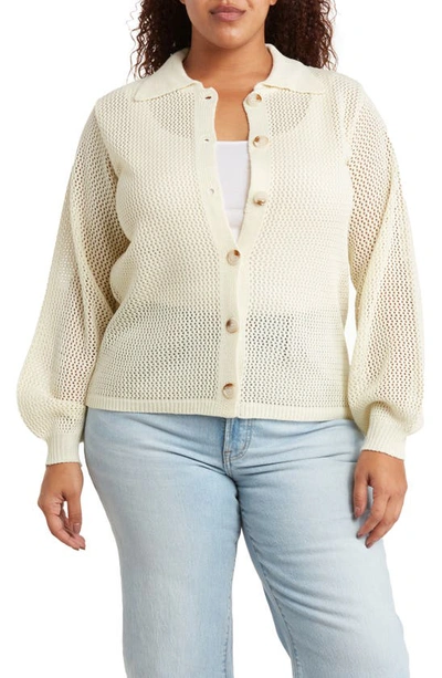 Shop By Design Jordan Openwork Cardigan In Antique White