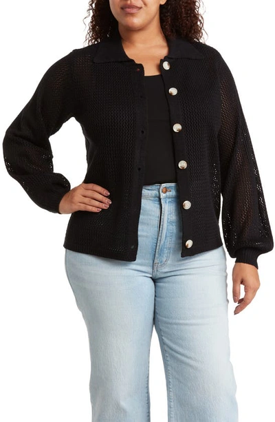 Shop By Design Jordan Openwork Cardigan In Black