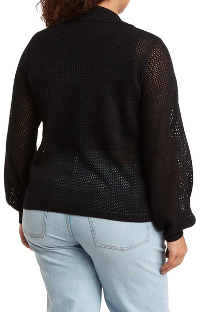 By Design Jordan Openwork Cardigan In Black