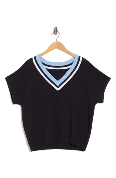 Shop By Design Quinn V-neck Sweater In Navy Blazer