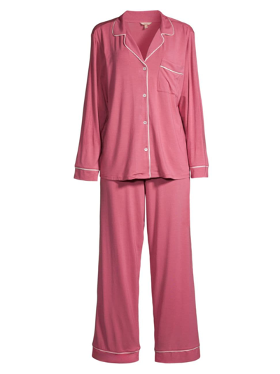 Shop Eberjey Women's Gisele 2-piece Long Pajama Set In Raspberry Ivory
