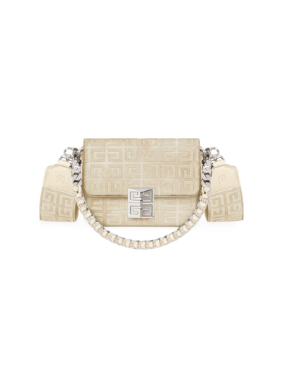 Shop Givenchy Women's Small 4g Bag In Lurex Embroidery With Chain In Dusty Gold