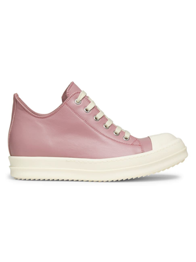 Shop Rick Owens Women's Low Sneaks Leather Sneakers In Dusty Pink Milk