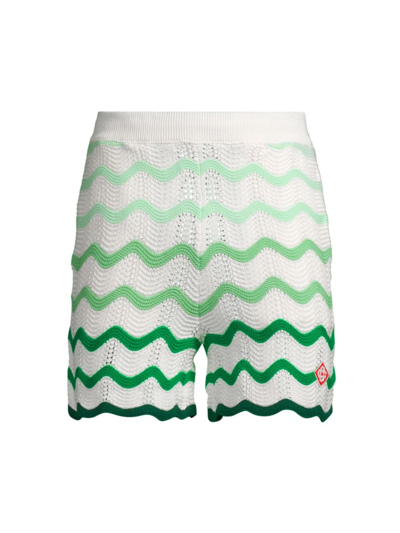 Shop Casablanca Men's Gradient Wave Texture Shorts In Green White