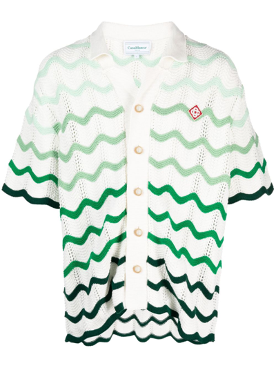 Shop Casablanca White Gradient-wave Crochet Shirt