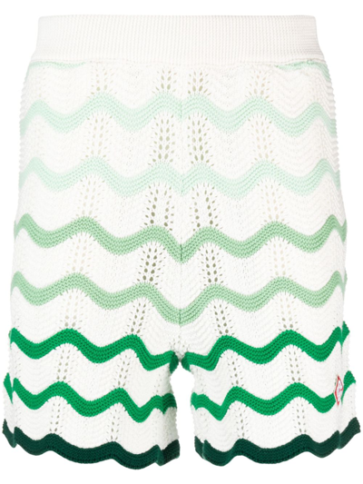 Shop Casablanca White Gradient-wave Crochet Shorts