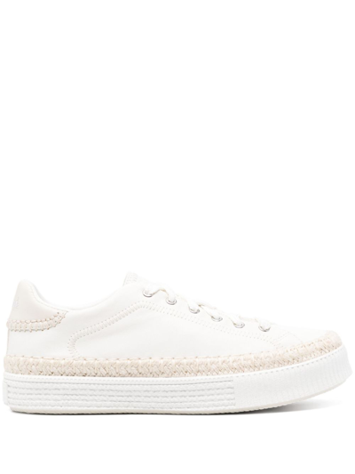 Shop Chloé Telma Leather Sneakers In Neutrals