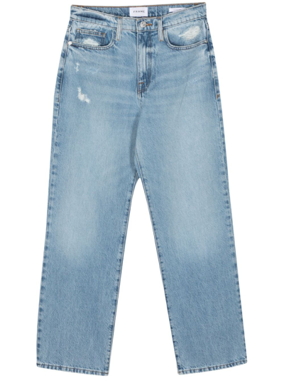 Shop Frame Blue Distressed-effect Straight-leg Jeans
