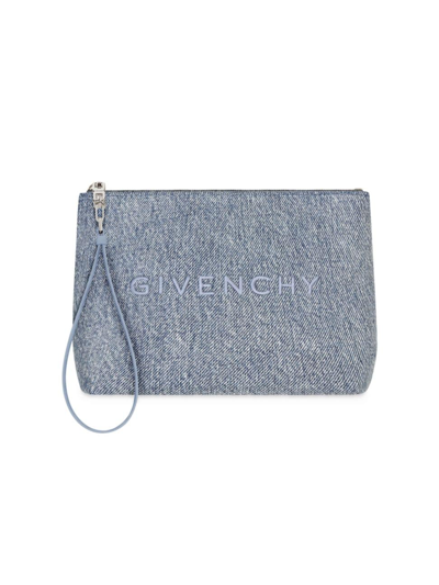 Shop Givenchy Women's Travel Pouch In Denim In Medium Blue