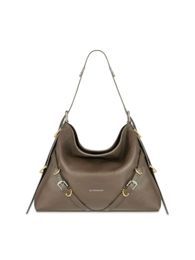 Shop Givenchy Women's Medium Voyou Bag In Leather In Taupe