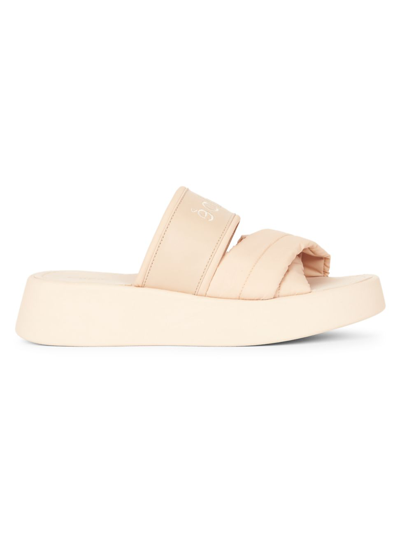 Shop Chloé Women's Mila Linen Platform Sandals In Powder Pink